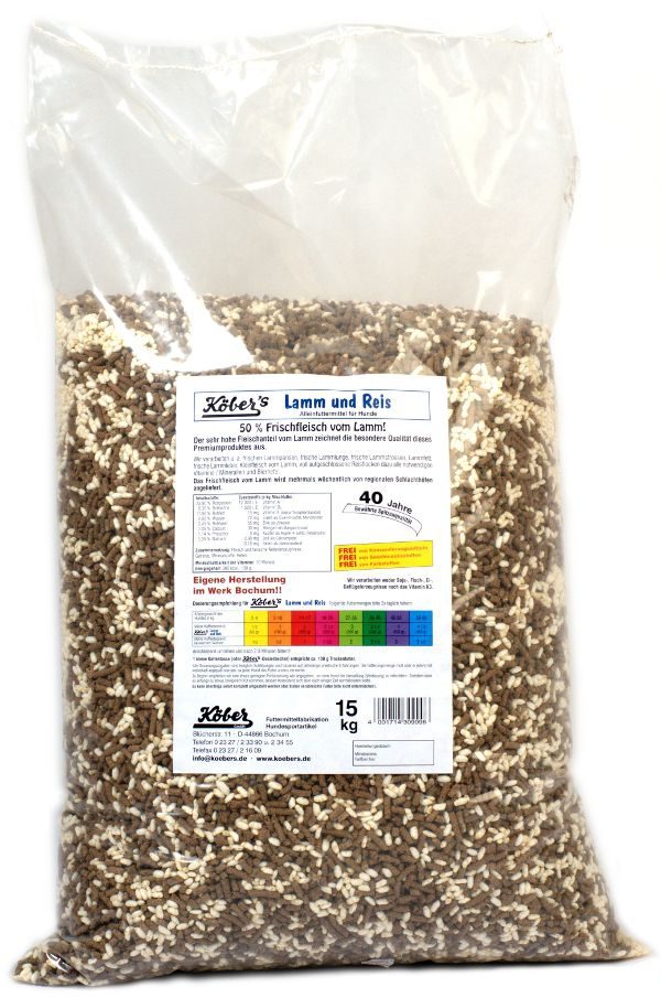 Koebers Lamm und Reis 15 kg - baranina z ryżem - sucha karma dla psów