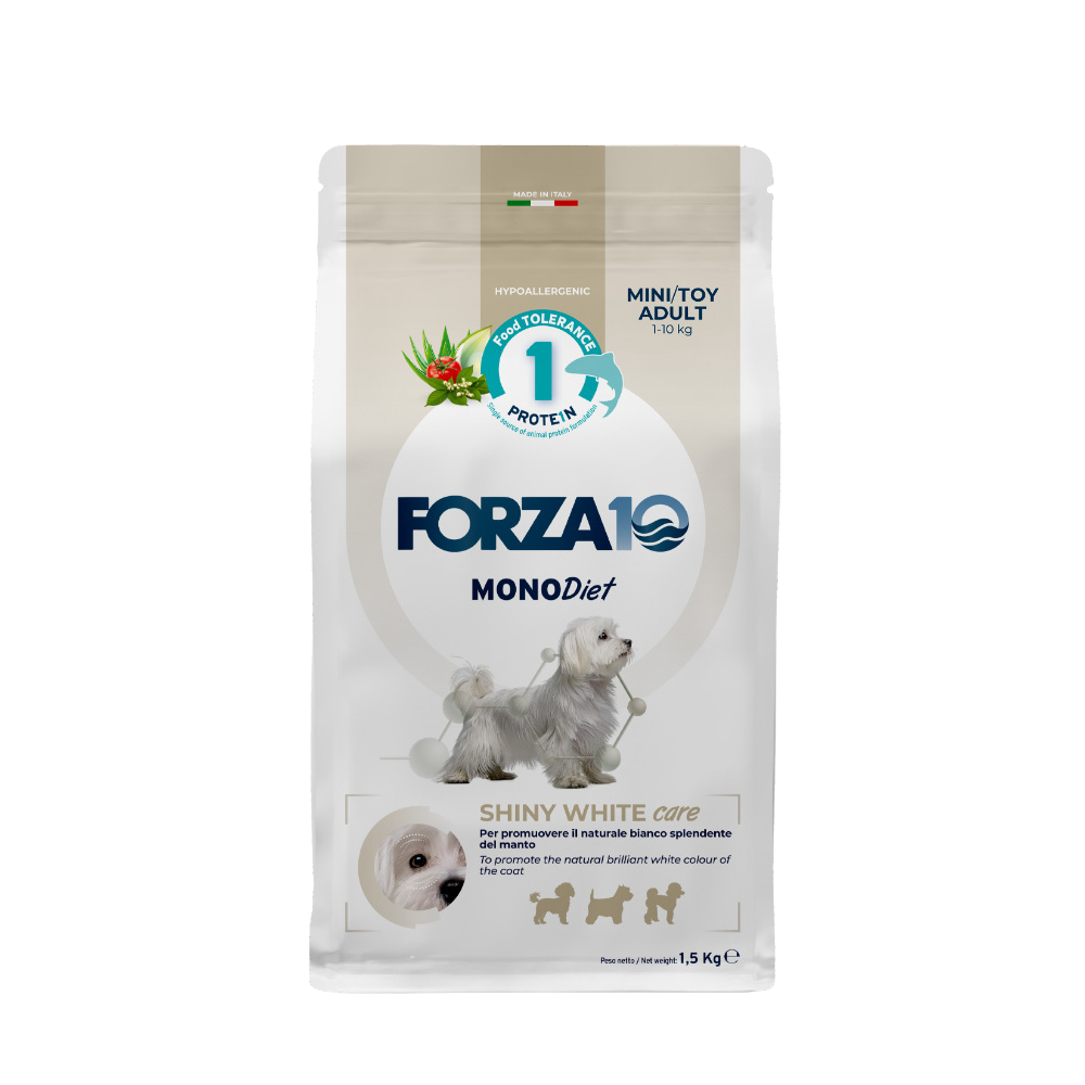 Forza10 Mini & Toy Shiny white care - sucha karma dla psa 3 kg (2 x 1,5kg) 1 Forza10 Mini & Toy Shiny white care - sucha karma dla psa 3 kg (2 x 1,5kg)